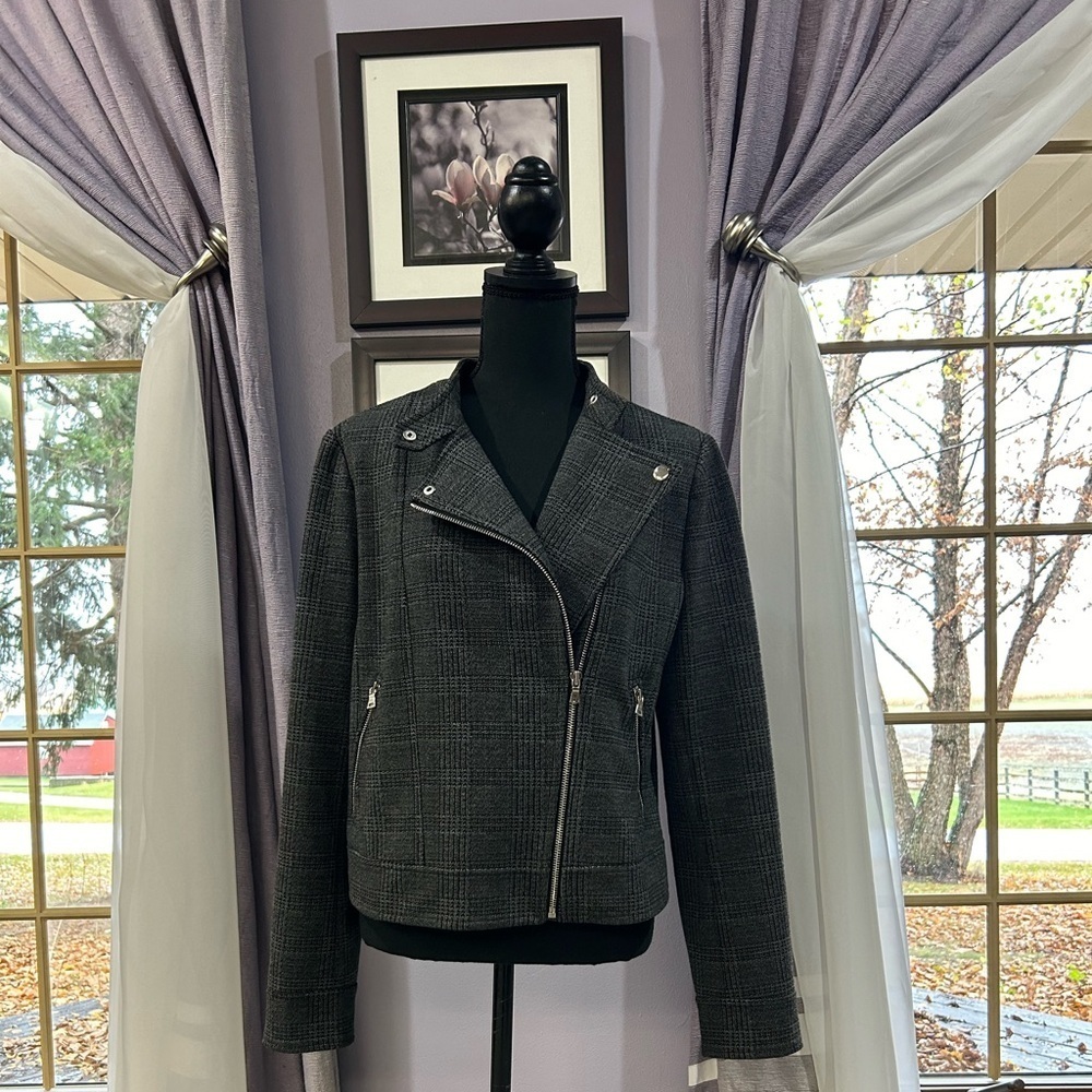 Ann Taylor Houndstooth Moto Jacket - Picture 3 of 9